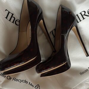 Nicholas Kirkwood tiger print brown & black Patent Leather Heels